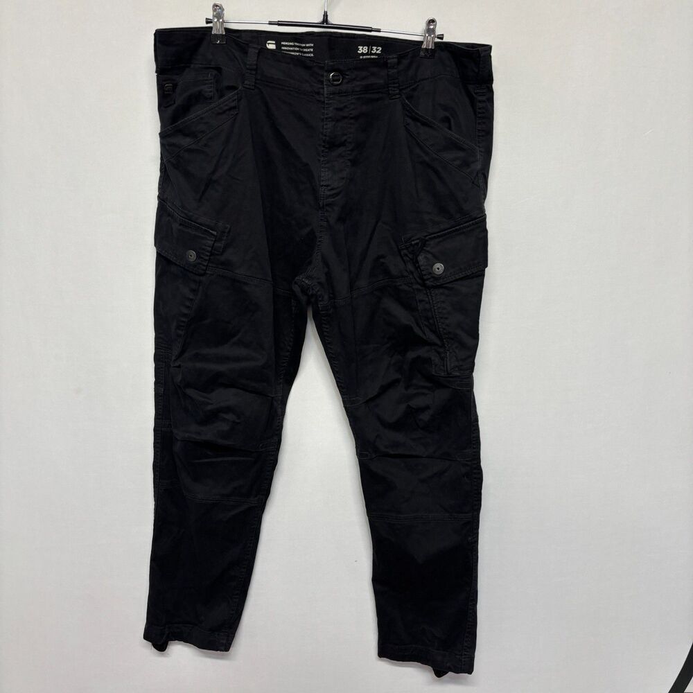 G-Star Raw Men Roxic Straight Tapered Cargo Pants Size 38x32 Black C132 -15